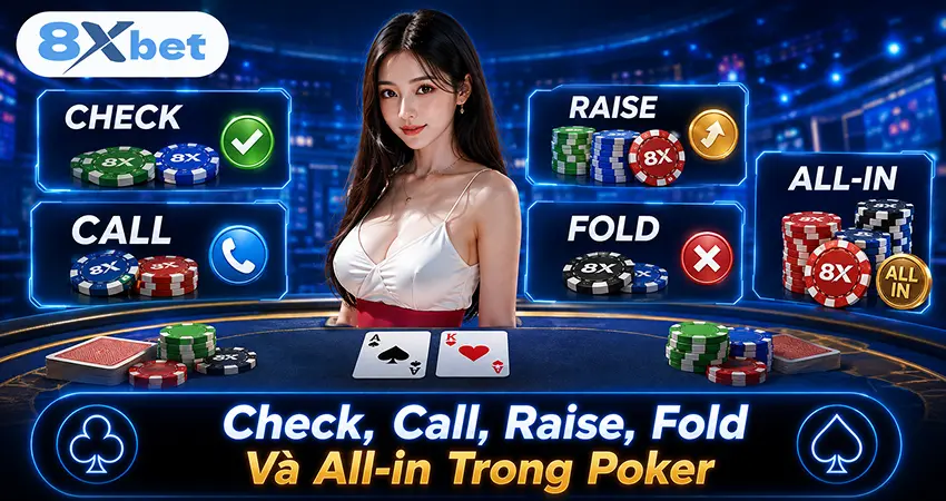 Check, Call, Raise, Fold Và All-in Trong Poker